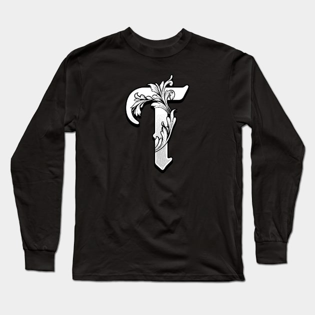 illustration of T font vintage style hand drawing design Long Sleeve T-Shirt by ROCKHOPPER